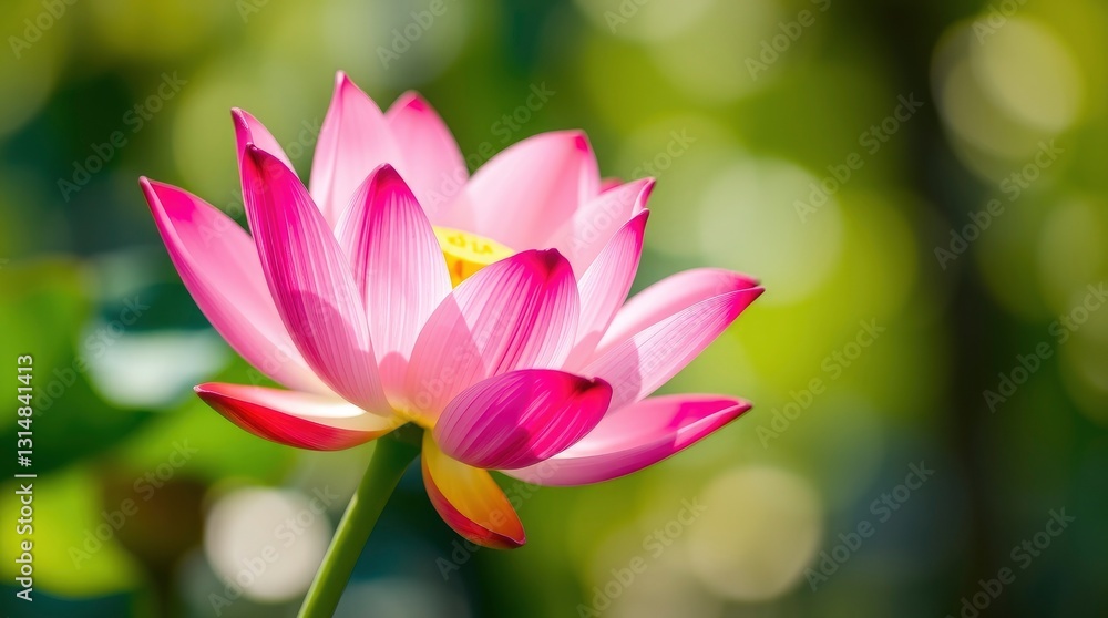 Close-up of Pink Lotus Flower Blooming in a Serene Garden Setting Close-up of Pink Lotus Flower Blooming in a Serene Garden Setting