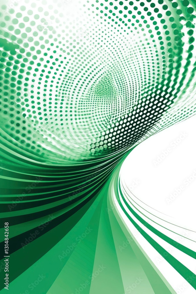 Obraz premium Abstract Green Curved Lines and Dotted Pattern Background