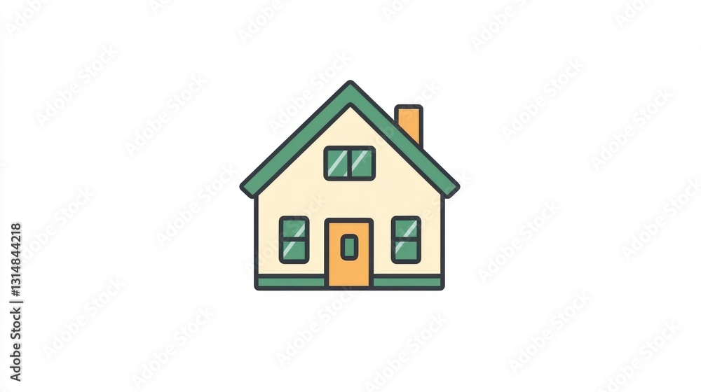 House icon illustration with chimney for real estate, mortgage or construction-related projects House icon illustration with chimney for real estate, mortgage or construction-related projects