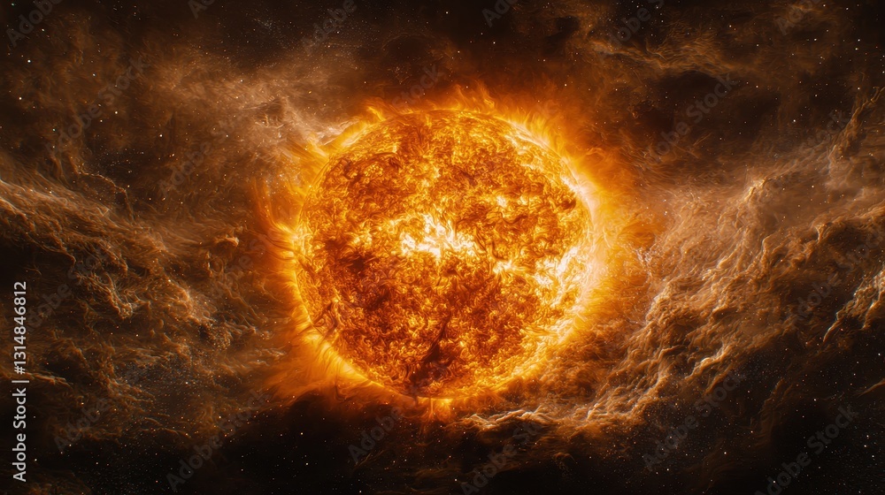 Cosmic Sun's Fiery Embrace Cosmic Sun's Fiery Embrace