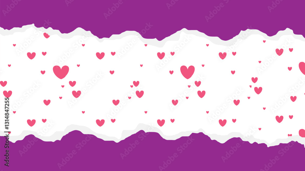 Kertasi robAn illustration of a paper that has been torn off, leaving the top and bottom. The center part has a heart and is blank and can be used to add text.ek vektor Kertasi robAn illustration of a paper that has been torn off, leaving the top and bottom. The center part has a heart and is blank and can be used to add text.ek vektor