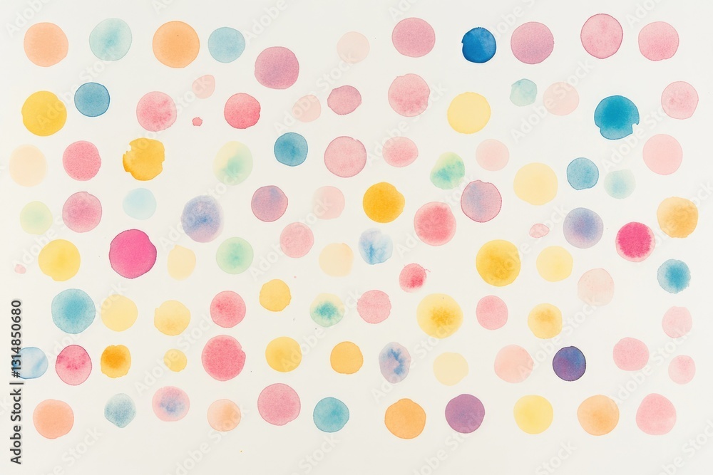 A pastel watercolor painting featuring numerous overlapping circles of varying sizes and shades. A pastel watercolor painting featuring numerous overlapping circles of varying sizes and shades.