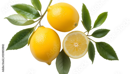 Wallpaper Mural Lush Three Lemons and Leaves on Transparent Background Torontodigital.ca
