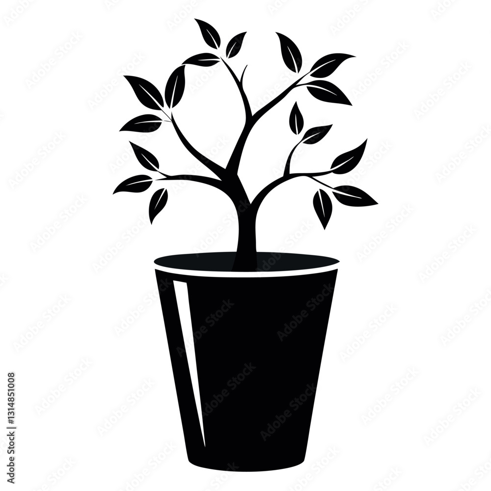 A black cup with a tree growing vector illustration.
A black cup with a tree growing vector illustration.