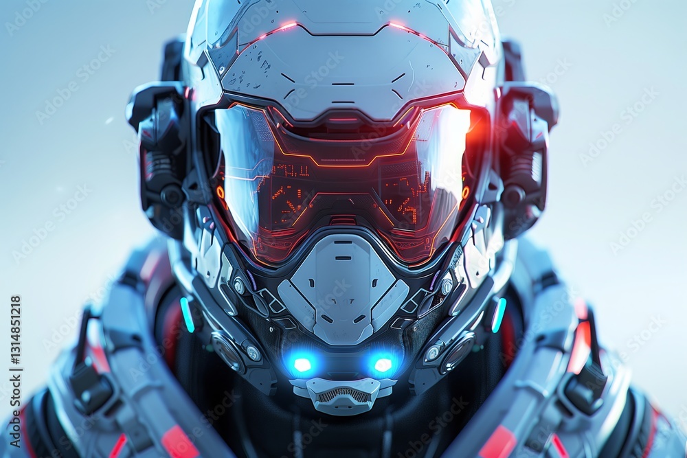 Futuristic armored helmet showcasing advanced technology and sleek design, ideal for sci-fi and adventure themes. Futuristic armored helmet showcasing advanced technology and sleek design, ideal for sci-fi and adventure themes.