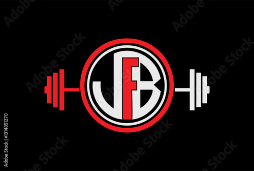 JFB ,BFJ gym and fitness logo design icon vector.