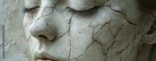 Cracked Face Sculpture A Study in Texture and Emotion