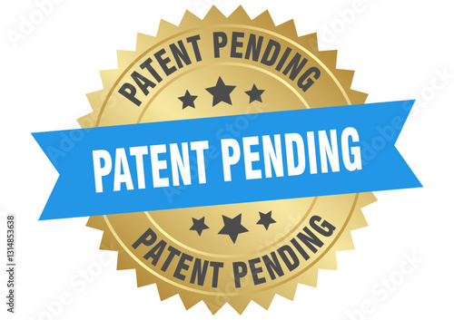 patent pending. patent pending round blue and gold label isolated on transparent background