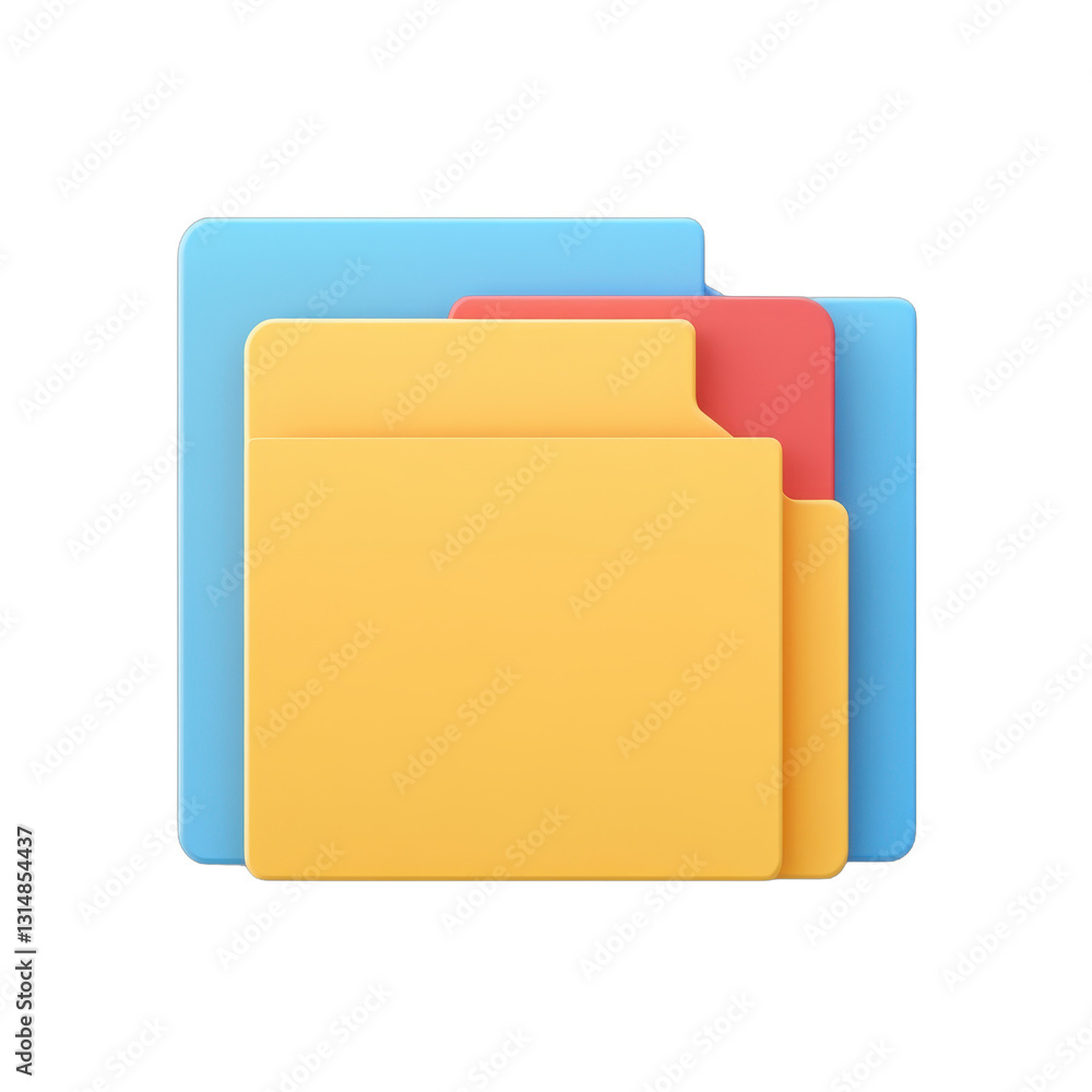 Colorful file folders stacked, vibrant yellow and blue files organized neatly, ideal for office use or project organization. Isolated on white background or PNG Colorful file folders stacked, vibrant yellow and blue files organized neatly, ideal for office use or project organization. Isolated on white background or PNG