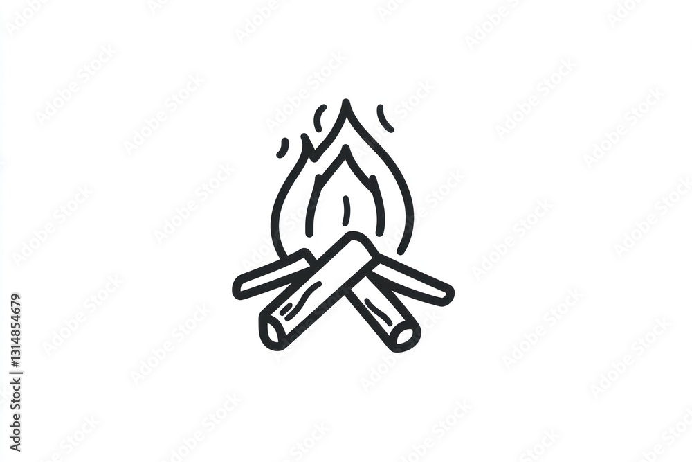 Fototapeta premium Campfire flames, wood burning, outdoors, nature background, website icon