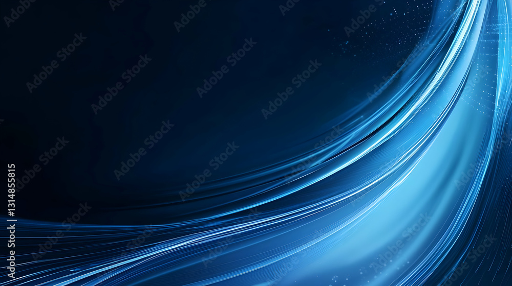 Dynamic Flowing Blue Light Waves Abstract Background Design With Soft Elegant Sparkle