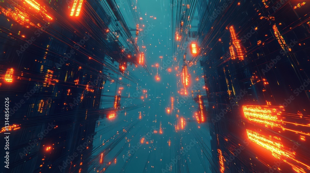 Fototapeta premium Futuristic City Tunnel with Neon Light