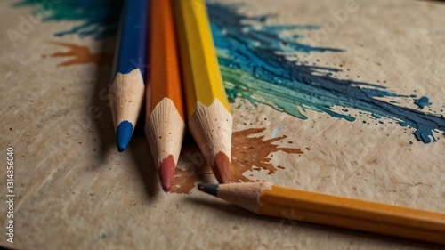 colored pencils on the paper