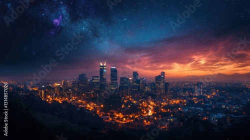 Wallpaper Mural Night Cityscape Under a Starry Sky Torontodigital.ca