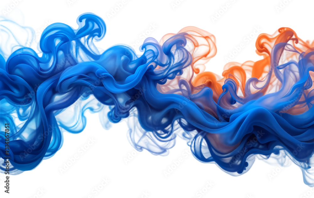 Abstract Blue and Orange Smoke Isolated on White Background Abstract Blue and Orange Smoke Isolated on White Background