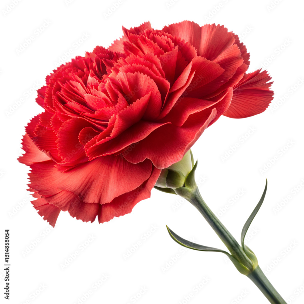 A Vibrant Red Carnation, Its Petals Unfurling In A Burst Of Passionate Beauty, A Symbol Of Love And Remembrance, Showcased Against A Stark Isolated on Transparent Background A Vibrant Red Carnation, Its Petals Unfurling In A Burst Of Passionate Beauty, A Symbol Of Love And Remembrance, Showcased Against A Stark Isolated on Transparent Background