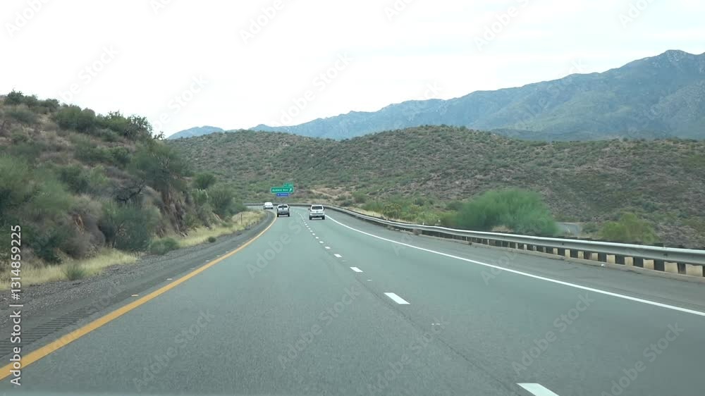 Driving through a mountainous area in Arizona with winding roads in slow motion 120fps Driving through a mountainous area in Arizona with winding roads in slow motion 120fps