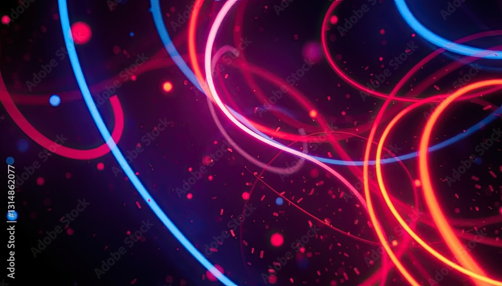 Fototapeta premium Abstract Swirling Neon Lines Background Pink Purple Blue Glowing Cosmic Energy