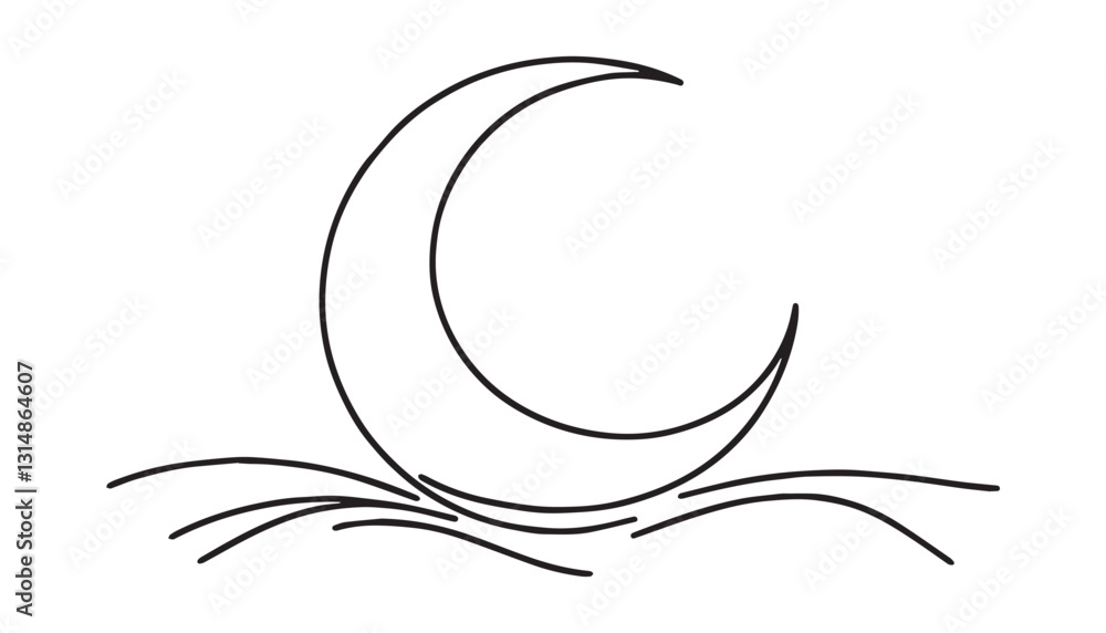 Continuous one single minimal line drawing moon Continuous one single minimal line drawing moon