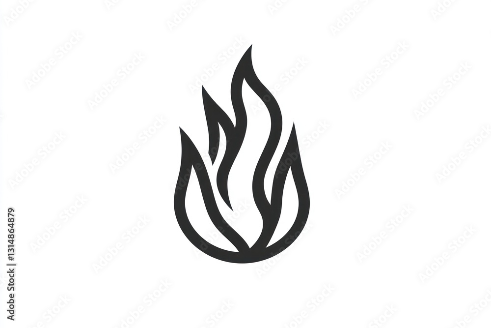 Simple flame icon, white background, graphic design element Simple flame icon, white background, graphic design element
