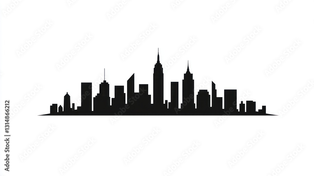 NYC Skyline Silhouette, Cityscape, Horizon, Black and White, Simple Design, Stock Photo NYC Skyline Silhouette, Cityscape, Horizon, Black and White, Simple Design, Stock Photo