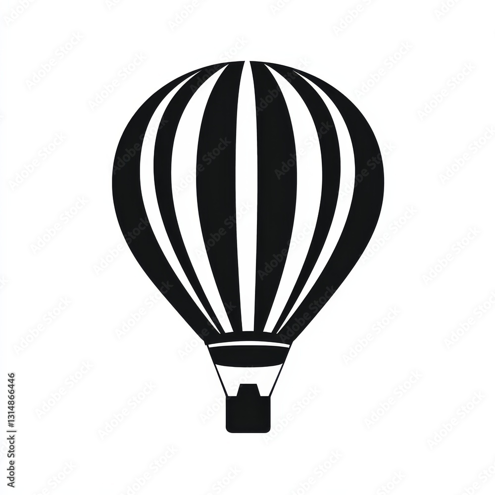 Naklejka premium Icon of Hot Air Balloon in Black and White Design