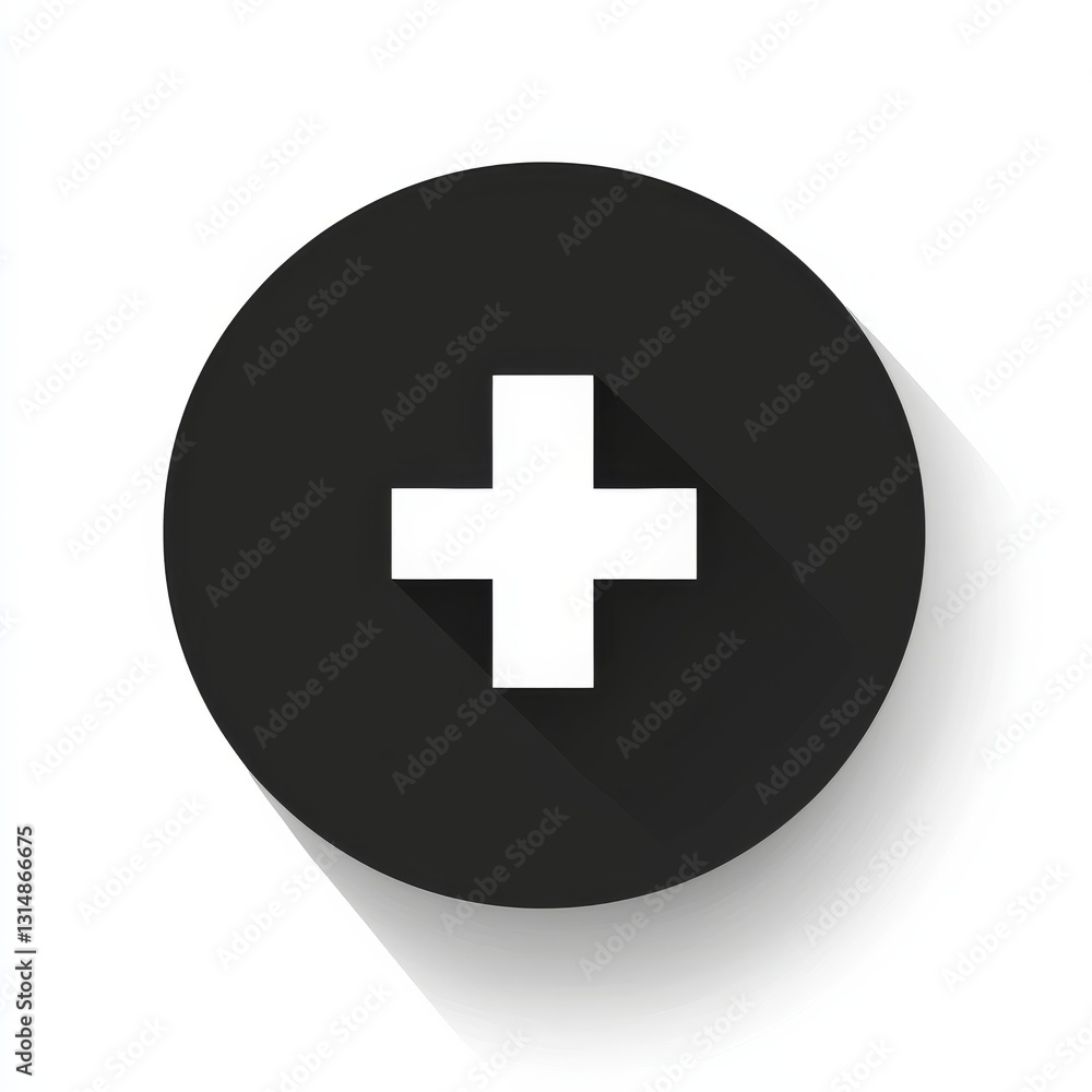 Obraz premium Icon representing addition with shadow and circular design for modern user interface