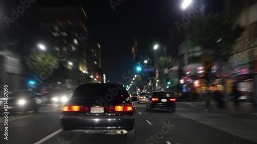 Nighttime drive through Hollywood, Los Angeles, USA in 4K