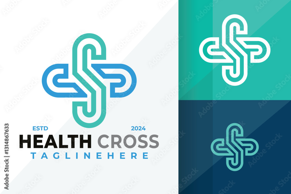 Obraz premium Letter S Health Cross Symbol Logo Icon Vector Design Illustration
