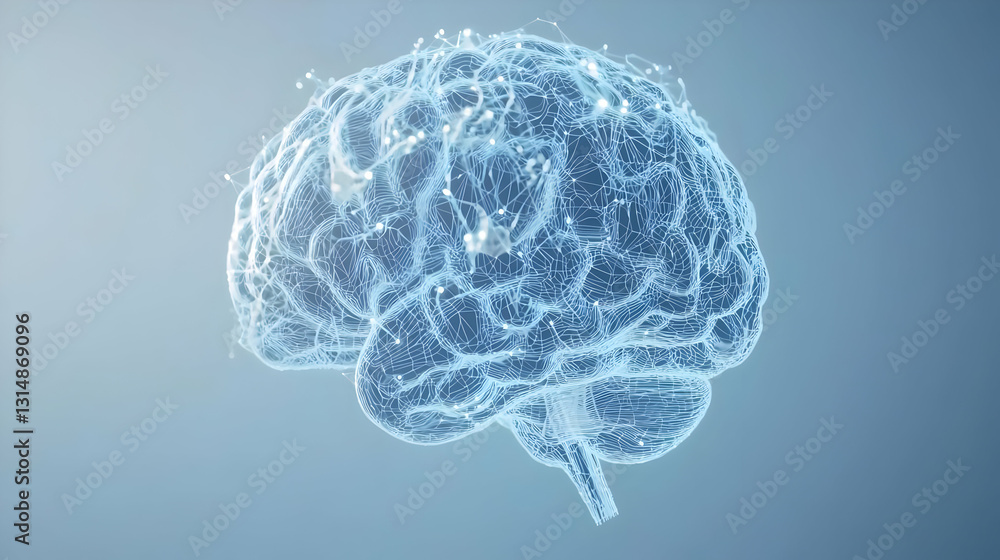 Futuristic 3D Rendering of Human Brain with Neural Connections Futuristic 3D Rendering of Human Brain with Neural Connections