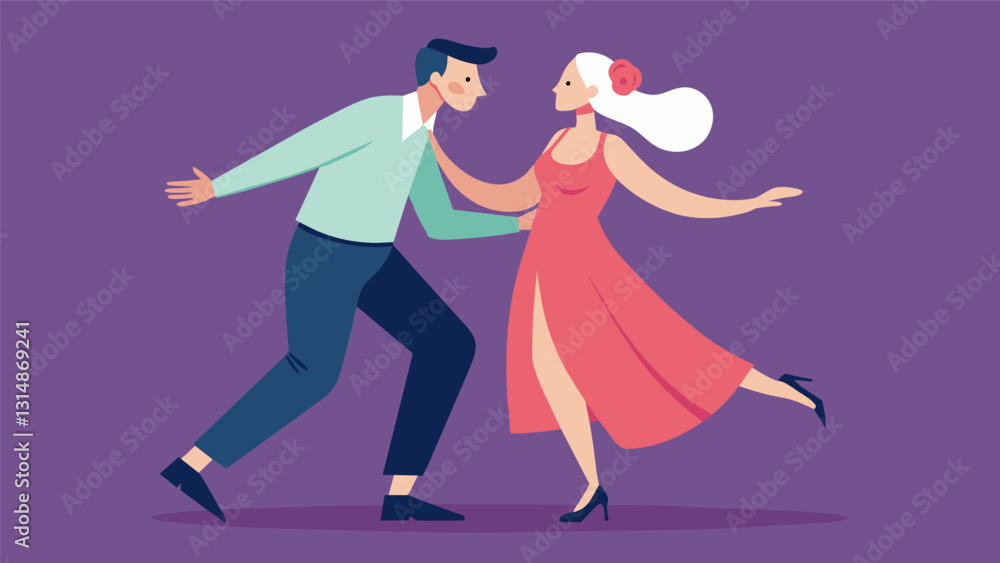 As the couples glided across the dance floor it was clear that age was just a number and their love for dancing knew no bounds.. Vector illustration As the couples glided across the dance floor it was clear that age was just a number and their love for dancing knew no bounds.. Vector illustration