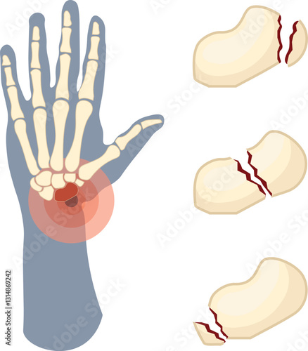 A scaphoid fracture is a break in the scaphoid bone, one of the small carpal bones in the wrist located near the base of the thumb