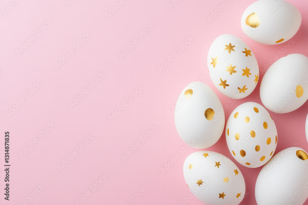 Decorative easter egg arrangement on pink background spring celebration photography festive close-up view vibrant colors Decorative easter egg arrangement on pink background spring celebration photography festive close-up view vibrant colors