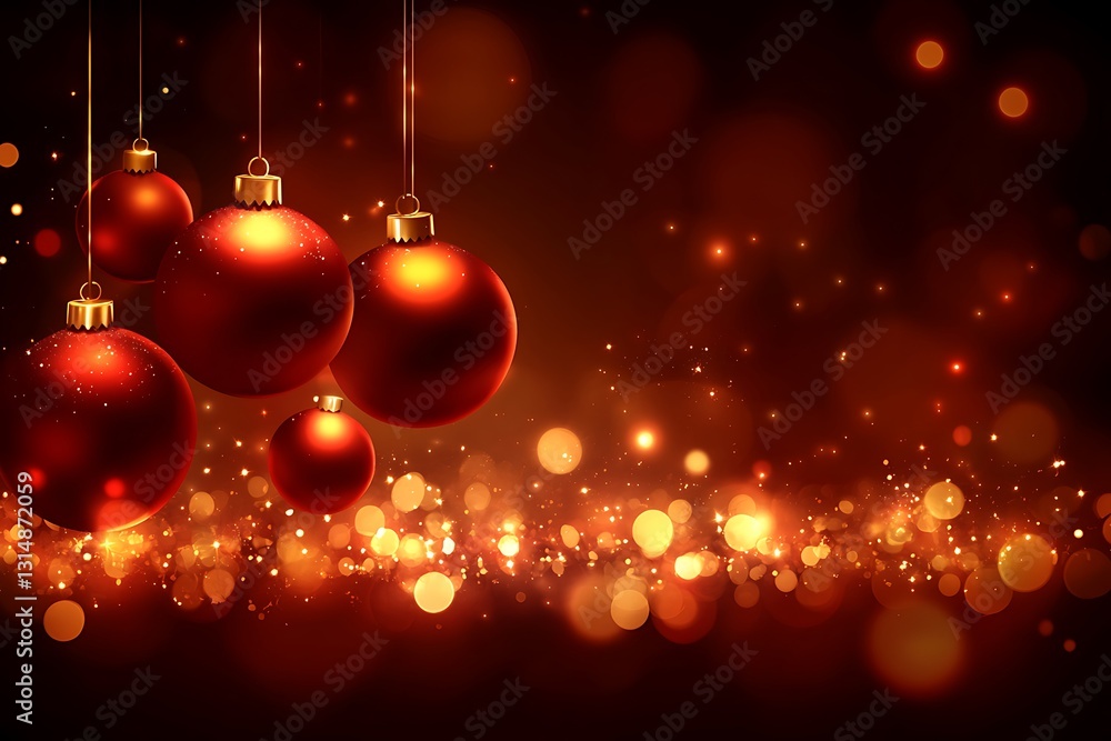 Elegant Christmas spheres decoration with sparkles and blurred bokeh lights Elegant Christmas spheres decoration with sparkles and blurred bokeh lights