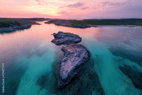 Majestic sunset tranquil island waters