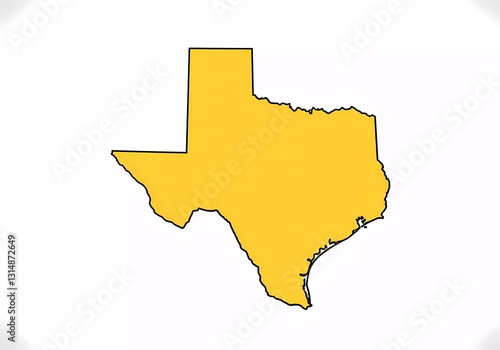 Texas State Outline Map: A Simple Yellow Representation