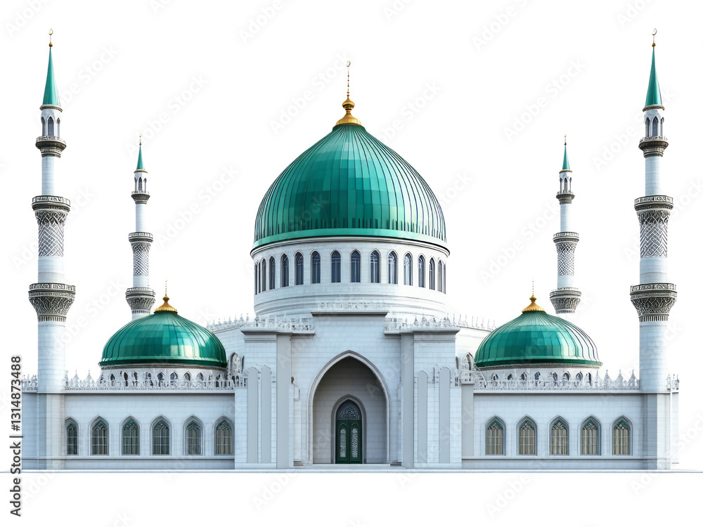 Obraz premium 3D illustration of mosque building, with transparent background, PNG file. generative AI 3D illustration of mosque building, with transparent background, PNG file.