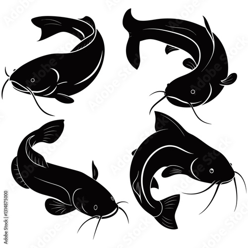 Catfish Vector Graphic Art Illustrations