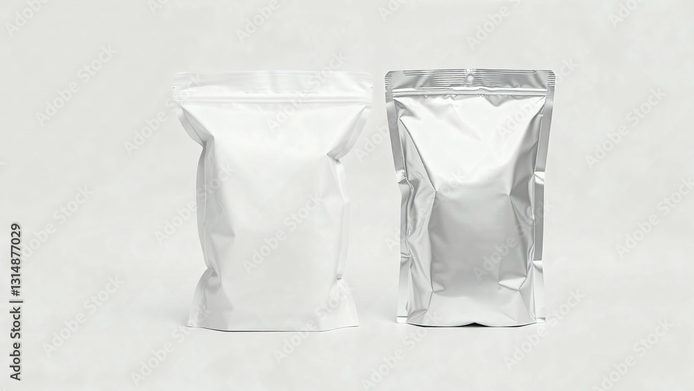 White, and Silver, pouch, standing, package, bags of different shapes and sizes. mock up, pack, Plastic, packaging, mockup, branding, templates, food, zip, blank, chips, snack, White, and Silver, pouch, standing, package, bags of different shapes and sizes. mock up, pack, Plastic, packaging, mockup, branding, templates, food, zip, blank, chips, snack,
