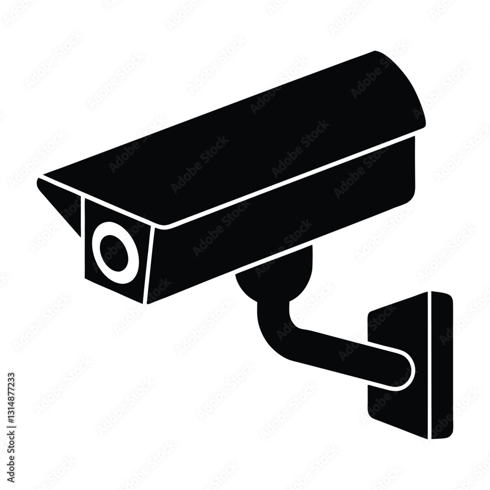 Security Camera Mounted on a Wall Flat Vector Silhouette Security Camera Mounted on a Wall Flat Vector Silhouette