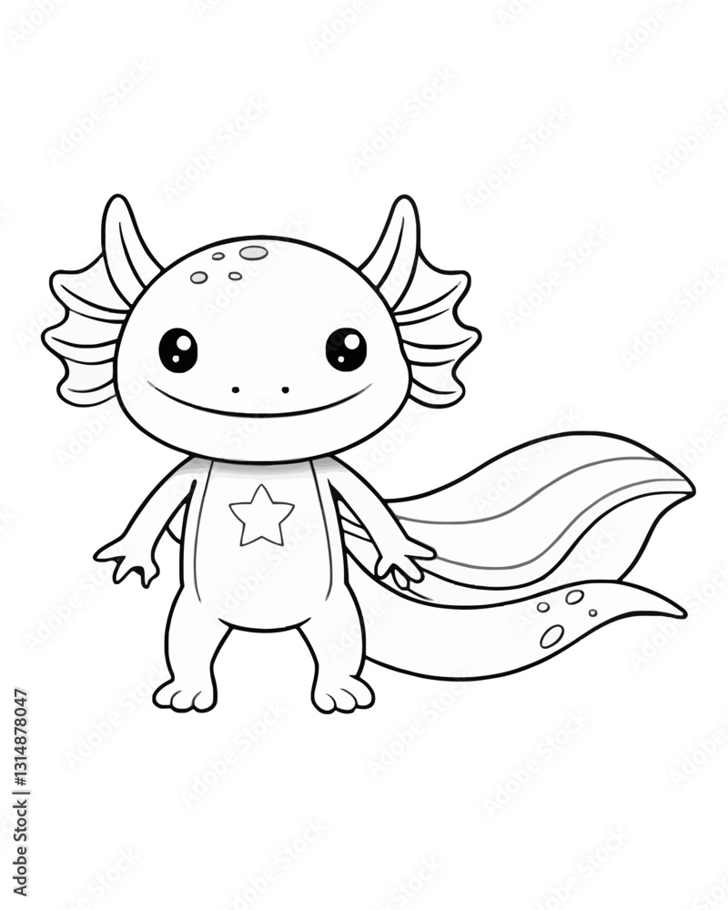 Obraz premium Axolotl coloring book far kids pages
