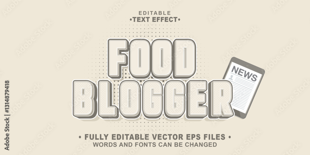 Obraz premium 3d food blogger bold text effect