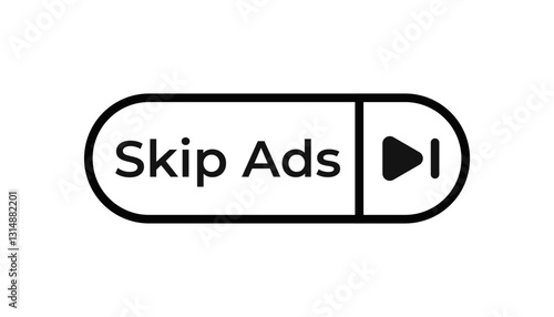 Simple skip ads icon with a play button, typically seen on video streaming platforms online.