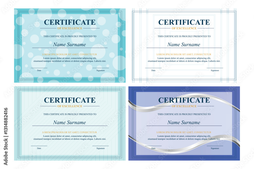 Obraz premium Four certificate designs; background patterns; award