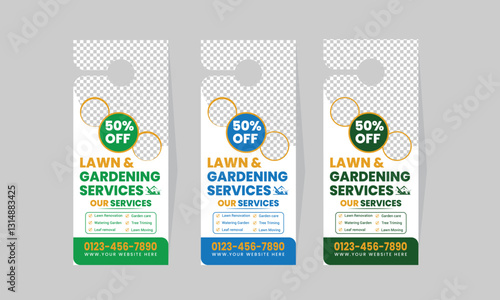 Creative Lawn Care door hanger template design,Or lawn mower and Lawn Maintenance door hanger template