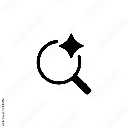 A magnifying glass icon with a sparkle, symbolizing search capabilities and discovering new information.