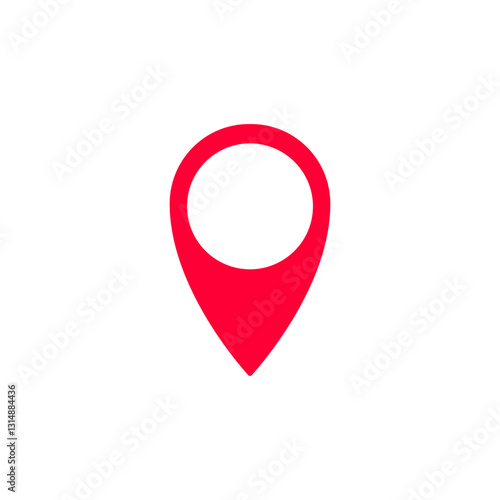 A simple bright red map pin icon used in navigation and geographic applications for location marking. Free Download A simple bright red map pin icon used in navigation and geographic applications for location marking. - GFXLoad