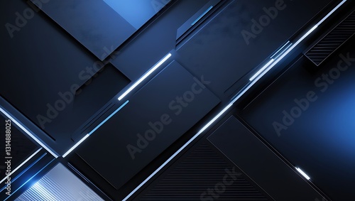 A sleek dark-mode business background with black textures and illuminated blue and silver highlights, ideal for executive presentations, fintech, and luxury branding.