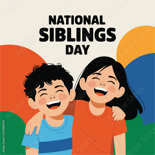 National Siblings Day Vector Illustrations for Social Media, T-Shirt, Sticker, Poster, Print Card & Animated GIF Designs – Solid Color, No Gradient
