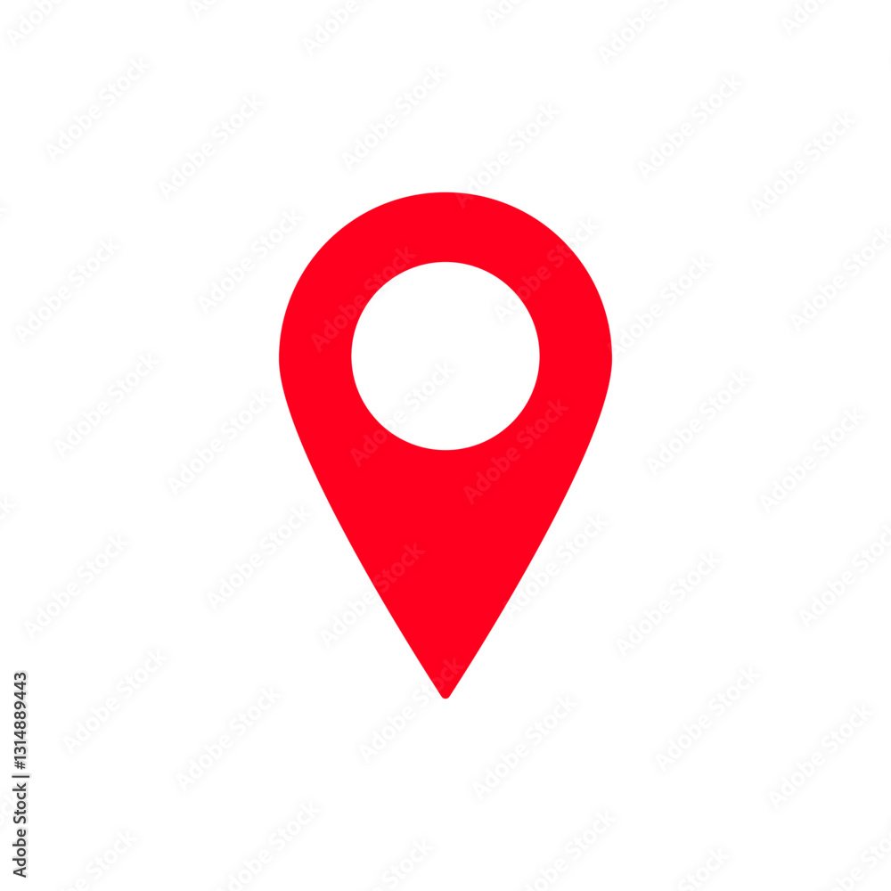 A simple red location pin icon commonly used in maps for indicating specific geographical points. A simple red location pin icon commonly used in maps for indicating specific geographical points.